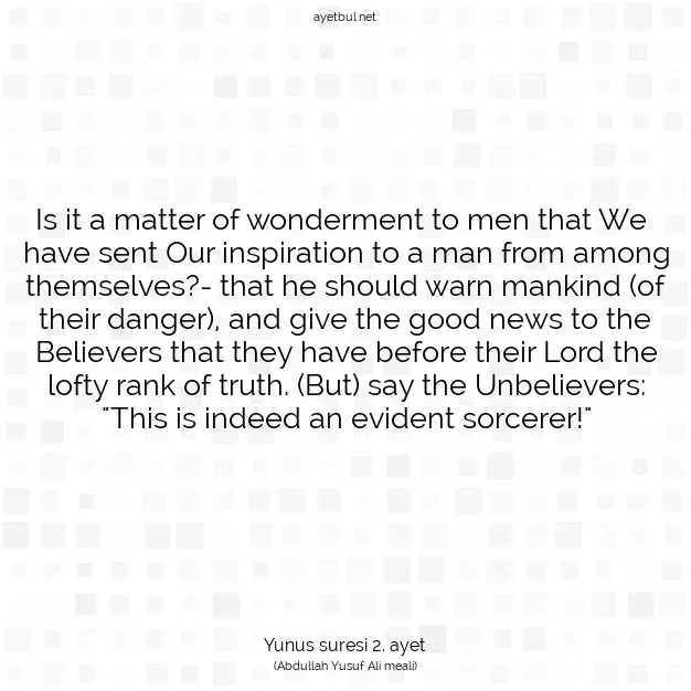 Ayetbul | Kuran Mealleri | Quran | Yunus suresi 2. ayet