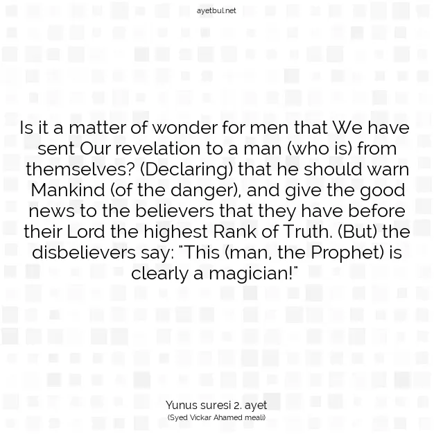 Ayetbul | Kuran Mealleri | Quran | Yunus suresi 2. ayet