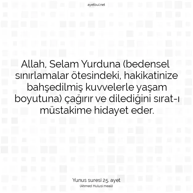 Ayetbul | Kuran Mealleri | Quran | Yunus suresi 25. ayet