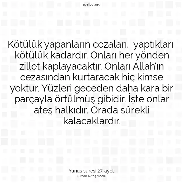 Ayetbul | Kuran Mealleri | Quran | Yunus suresi 27. ayet