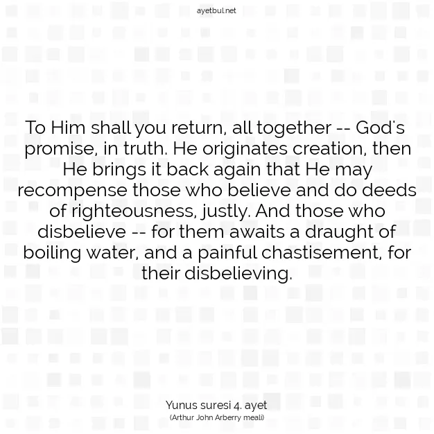 Ayetbul | Kuran Mealleri | Quran | Yunus suresi 4. ayet