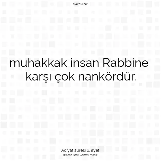 Ayetbul | Kuran Mealleri | Quran | Adiyat suresi 6. ayet