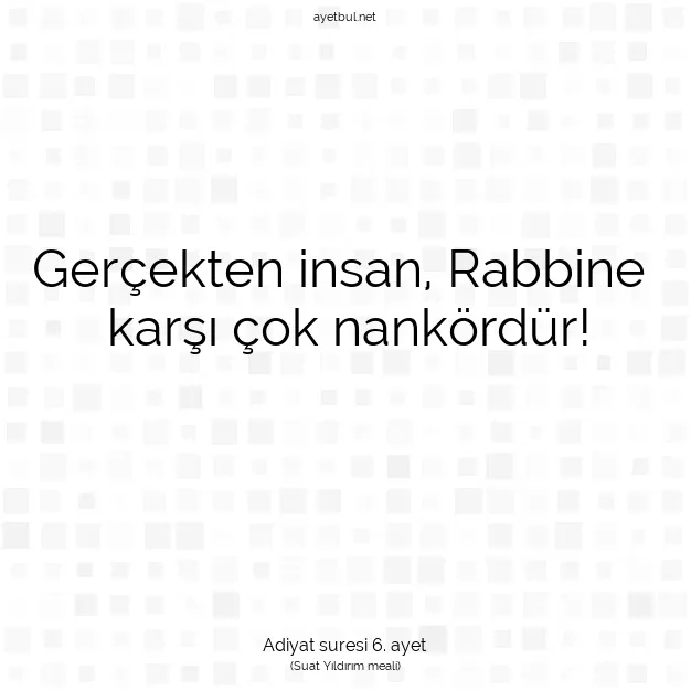 Ayetbul | Kuran Mealleri | Quran | Adiyat suresi 6. ayet