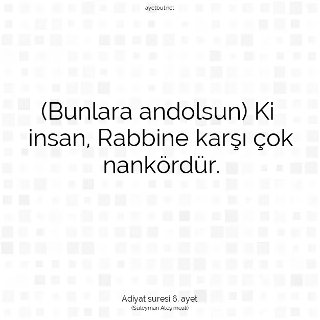 Ayetbul | Kuran Mealleri | Quran | Adiyat suresi 6. ayet