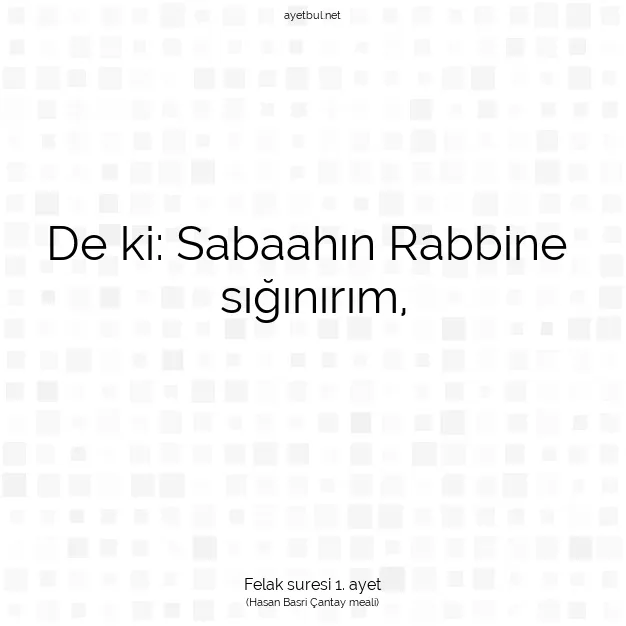 Ayetbul | Kuran Mealleri | Quran | Felak suresi 1. ayet