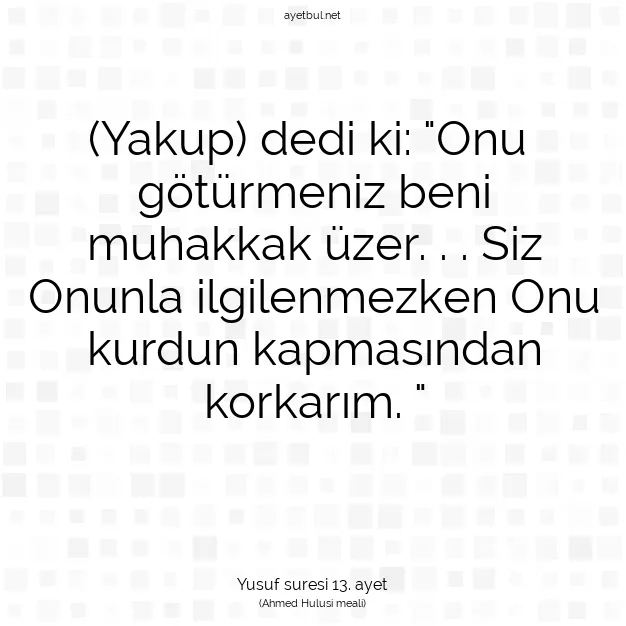 Ayetbul | Kuran Mealleri | Quran | Yusuf suresi 13. ayet
