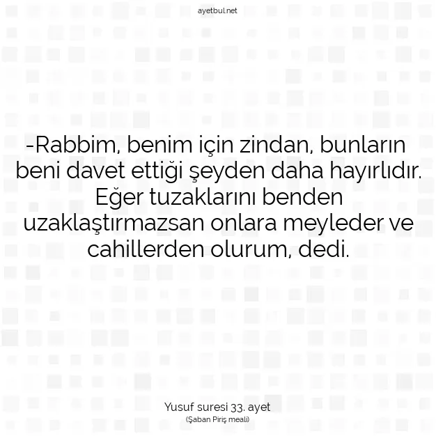 Ayetbul | Kuran Mealleri | Quran | Yusuf suresi 33. ayet