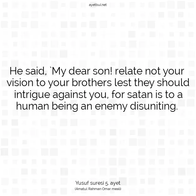 Ayetbul | Kuran Mealleri | Quran | Yusuf suresi 5. ayet