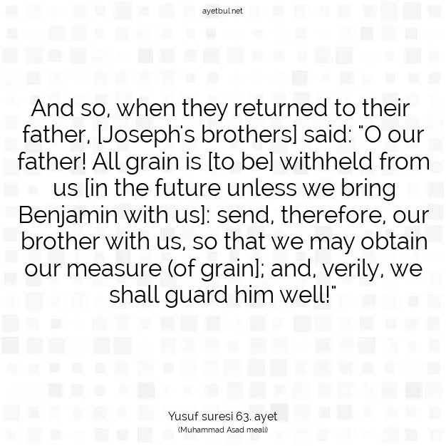 Ayetbul | Kuran Mealleri | Quran | Yusuf suresi 63. ayet