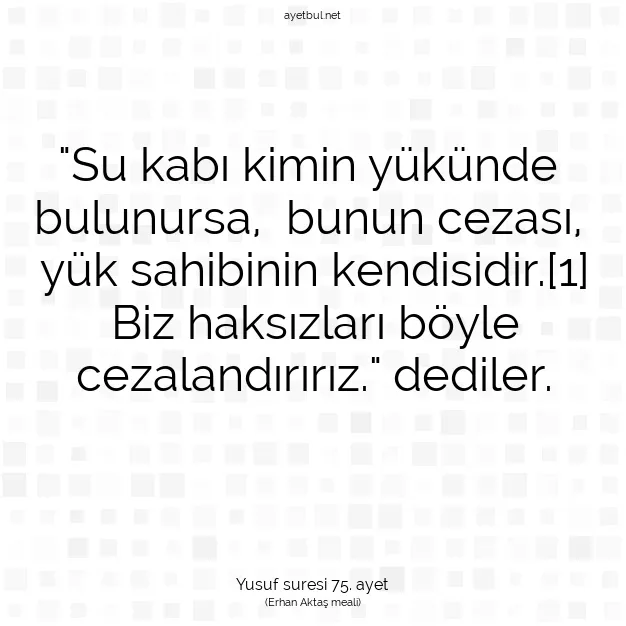 Ayetbul | Kuran Mealleri | Quran | Yusuf suresi 75. ayet