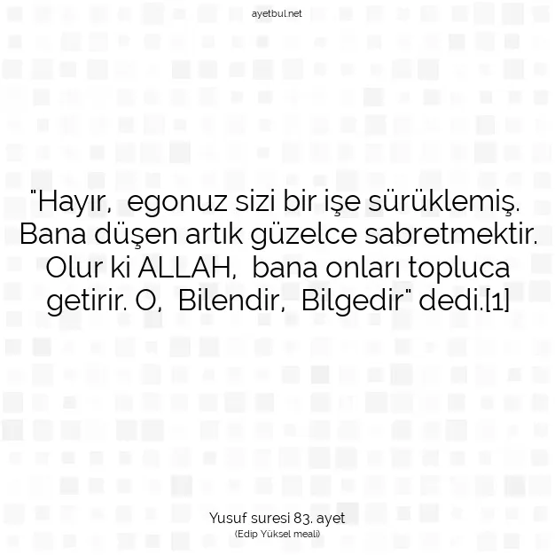 Ayetbul | Kuran Mealleri | Quran | Yusuf suresi 83. ayet
