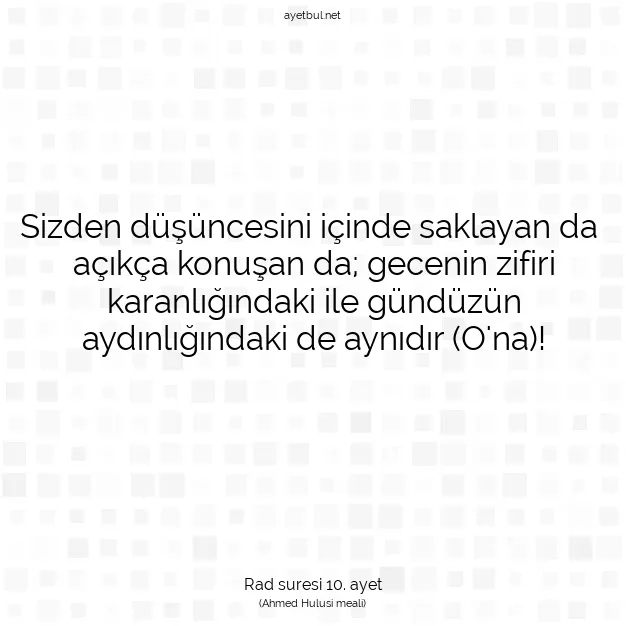 Ayetbul | Kuran Mealleri | Quran | Rad suresi 10. ayet