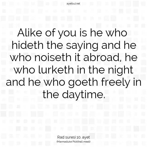 Ayetbul | Kuran Mealleri | Quran | Rad suresi 10. ayet