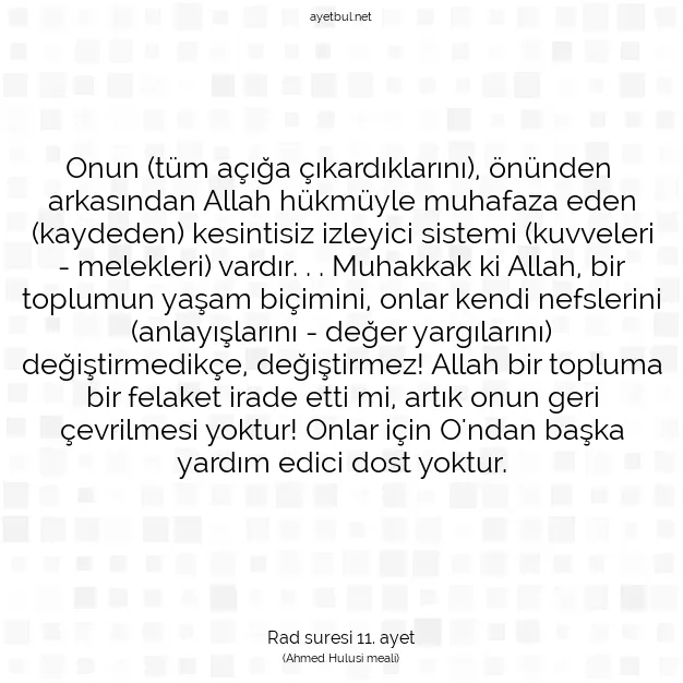 Ayetbul | Kuran Mealleri | Quran | Rad suresi 11. ayet