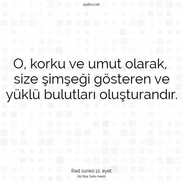 Ayetbul | Kuran Mealleri | Quran | Rad suresi 12. ayet