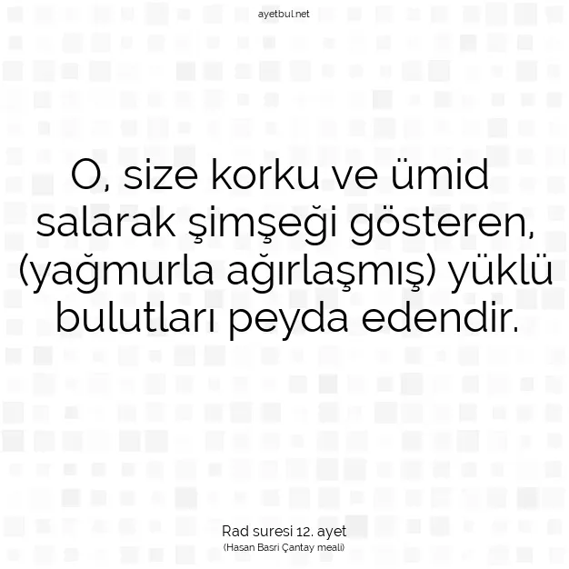 Ayetbul | Kuran Mealleri | Quran | Rad suresi 12. ayet