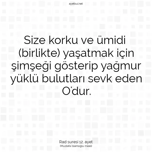 Ayetbul | Kuran Mealleri | Quran | Rad suresi 12. ayet