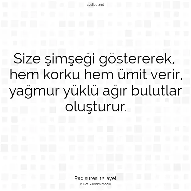 Ayetbul | Kuran Mealleri | Quran | Rad suresi 12. ayet