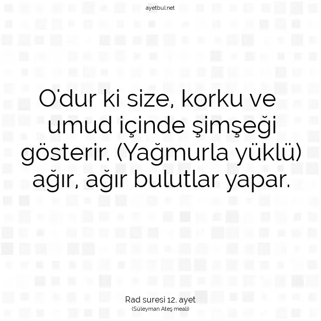 Ayetbul | Kuran Mealleri | Quran | Rad suresi 12. ayet