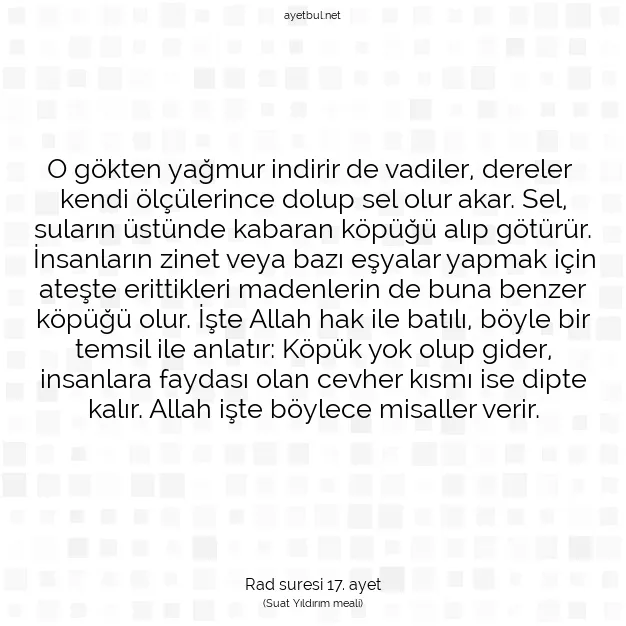 Ayetbul | Kuran Mealleri | Quran | Rad suresi 17. ayet