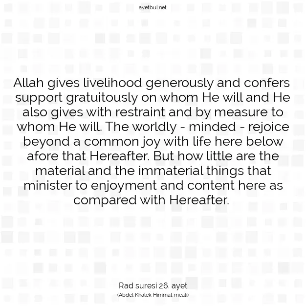 Ayetbul | Kuran Mealleri | Quran | Rad suresi 26. ayet