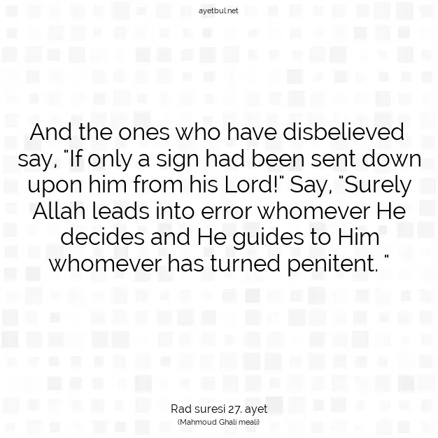 Ayetbul | Kuran Mealleri | Quran | Rad suresi 27. ayet