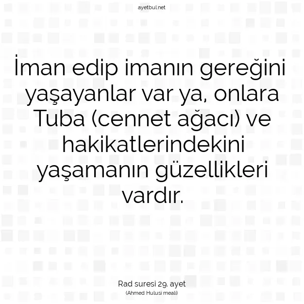 Ayetbul | Kuran Mealleri | Quran | Rad suresi 29. ayet