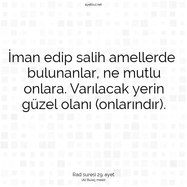 Ayetbul | Kuran Mealleri | Quran | Rad suresi 29. ayet