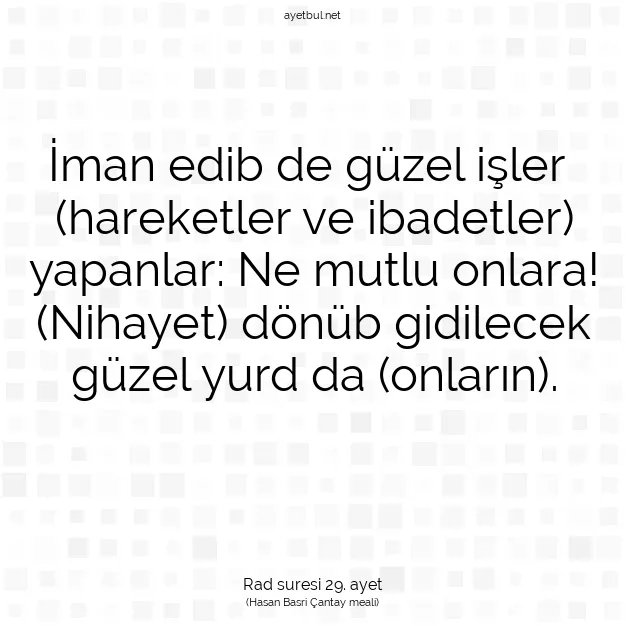 Ayetbul | Kuran Mealleri | Quran | Rad suresi 29. ayet