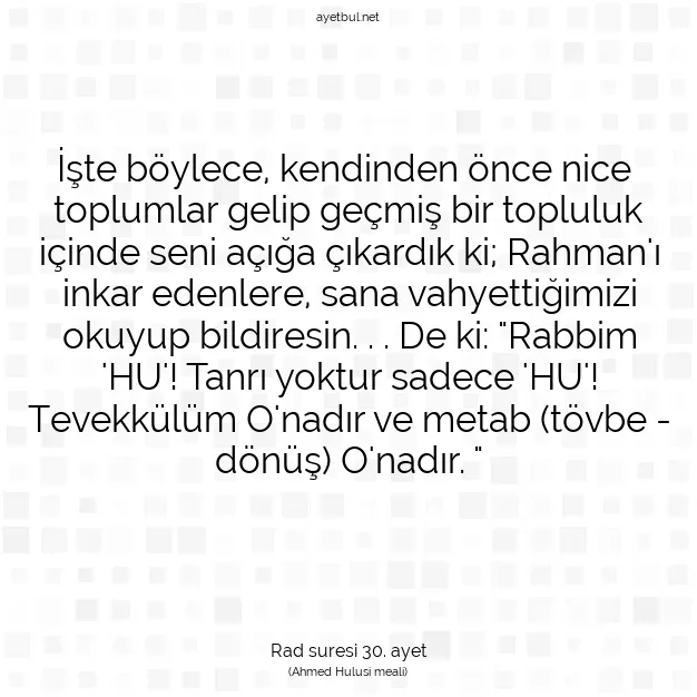 Ayetbul | Kuran Mealleri | Quran | Rad suresi 30. ayet