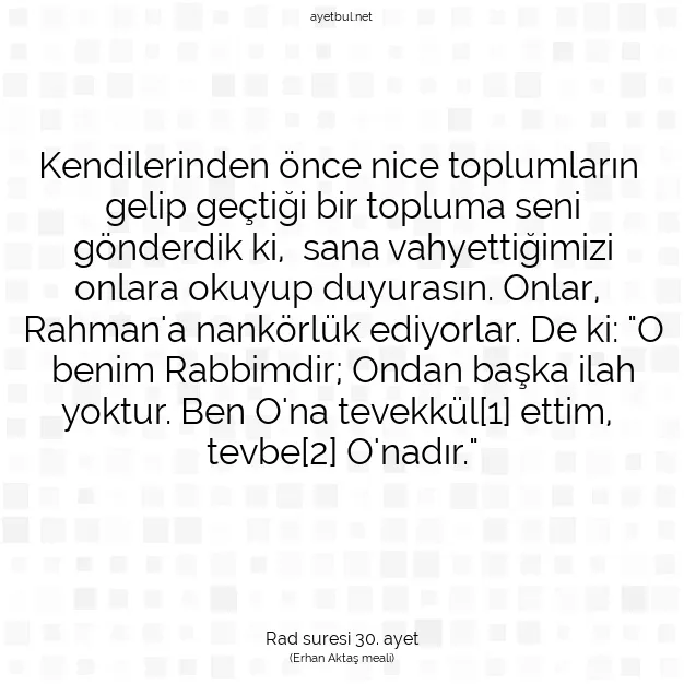Ayetbul | Kuran Mealleri | Quran | Rad suresi 30. ayet