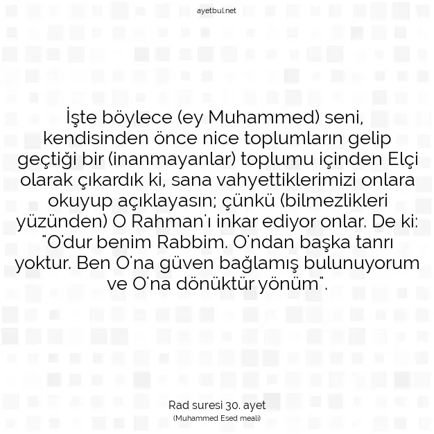 Ayetbul | Kuran Mealleri | Quran | Rad suresi 30. ayet