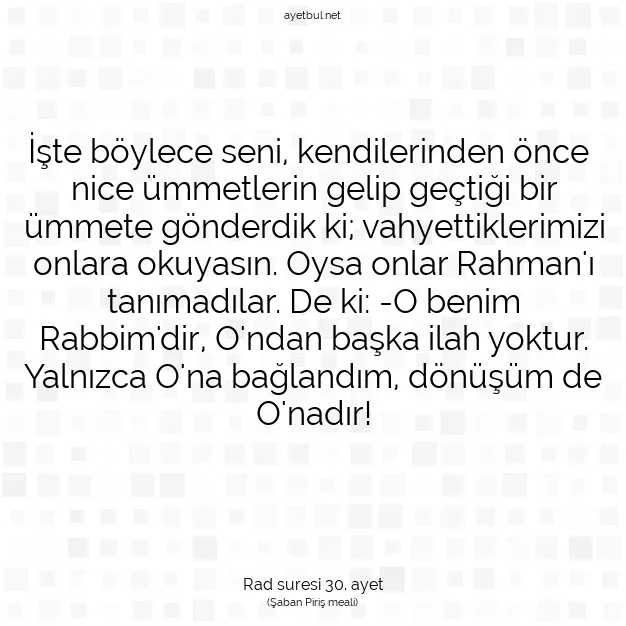 Ayetbul | Kuran Mealleri | Quran | Rad suresi 30. ayet