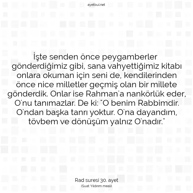Ayetbul | Kuran Mealleri | Quran | Rad suresi 30. ayet