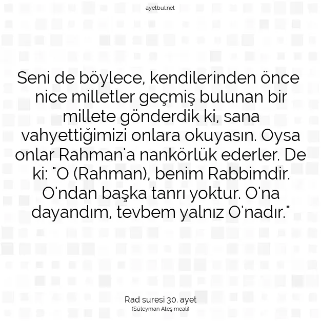 Ayetbul | Kuran Mealleri | Quran | Rad suresi 30. ayet