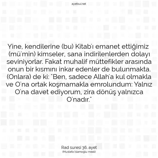 Ayetbul | Kuran Mealleri | Quran | Rad suresi 36. ayet