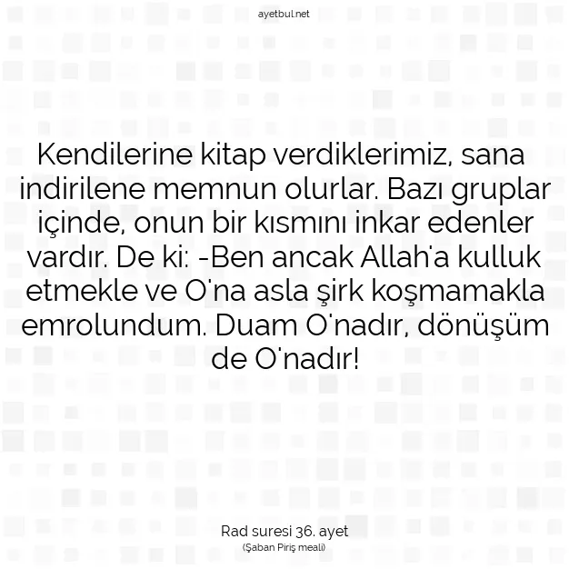 Ayetbul | Kuran Mealleri | Quran | Rad suresi 36. ayet