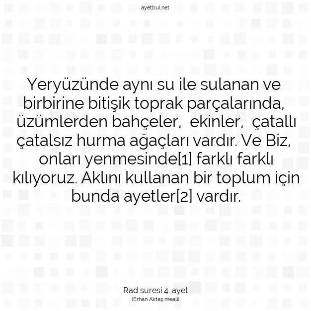 Ayetbul | Kuran Mealleri | Quran | Rad suresi 4. ayet