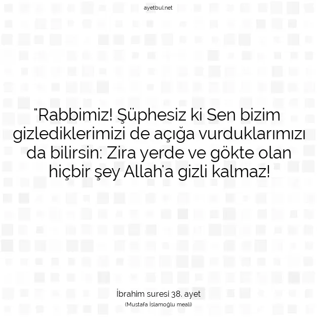 Ayetbul | Kuran Mealleri | Quran | İbrahim suresi 38. ayet