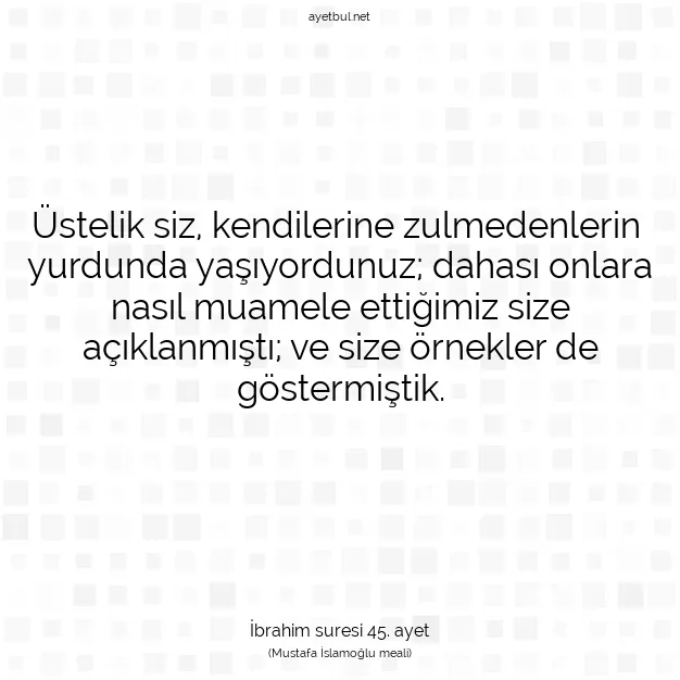 Ayetbul | Kuran Mealleri | Quran | İbrahim suresi 45. ayet