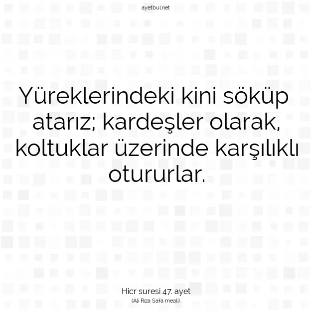 Ayetbul | Kuran Mealleri | Quran | Hicr suresi 47. ayet