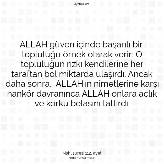 Ayetbul | Kuran Mealleri | Quran | Nahl suresi 112. ayet