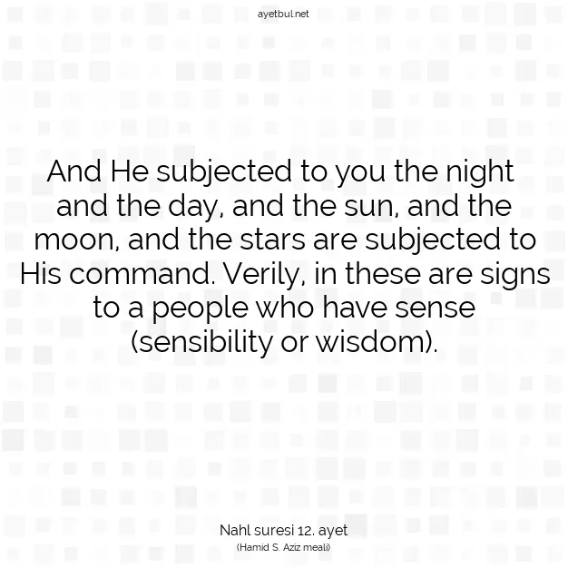 Ayetbul | Kuran Mealleri | Quran | Nahl suresi 12. ayet