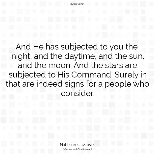 Ayetbul | Kuran Mealleri | Quran | Nahl suresi 12. ayet