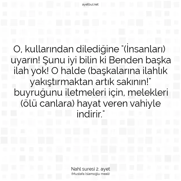 Ayetbul | Kuran Mealleri | Quran | Nahl suresi 2. ayet