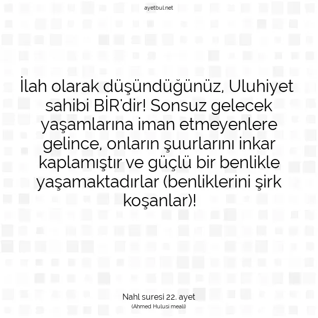 Ayetbul | Kuran Mealleri | Quran | Nahl suresi 22. ayet
