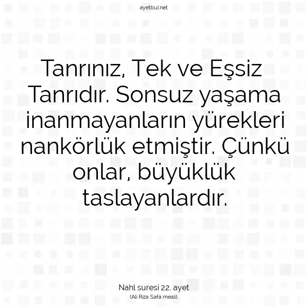 Ayetbul | Kuran Mealleri | Quran | Nahl suresi 22. ayet