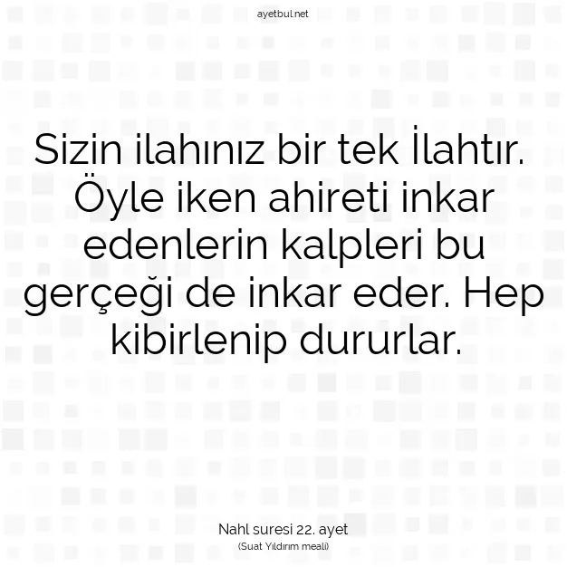 Ayetbul | Kuran Mealleri | Quran | Nahl suresi 22. ayet