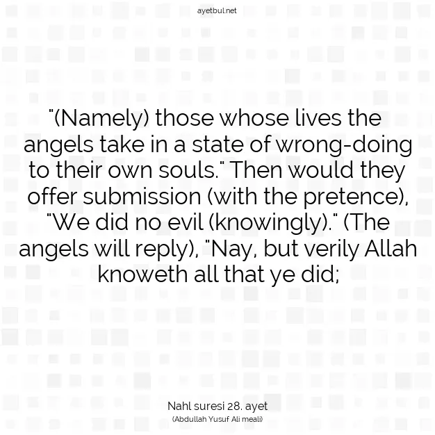 Ayetbul | Kuran Mealleri | Quran | Nahl suresi 28. ayet