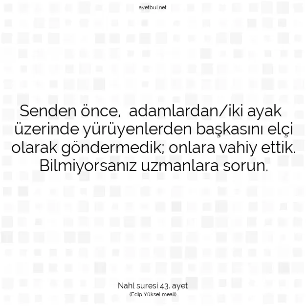 Ayetbul | Kuran Mealleri | Quran | Nahl suresi 43. ayet